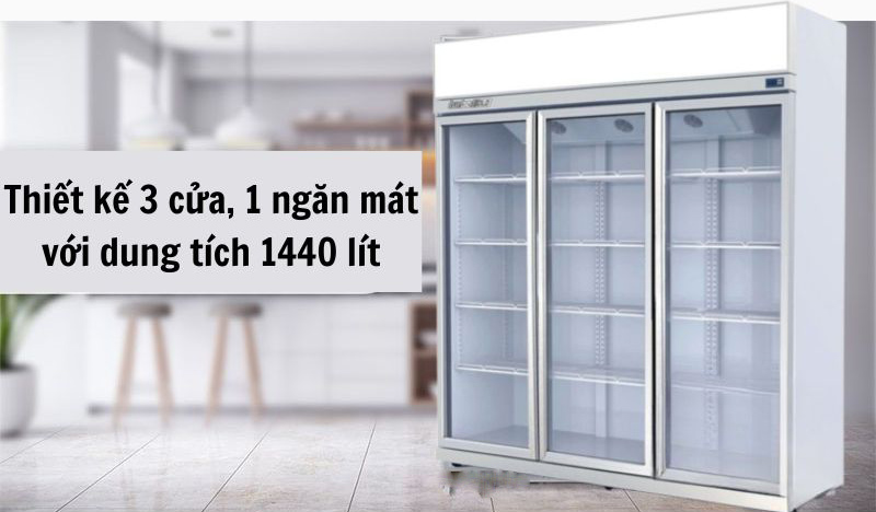 Tủ có dung tích lớn 1440 lít giúp bảo quản được số lượng lớn thực phẩm