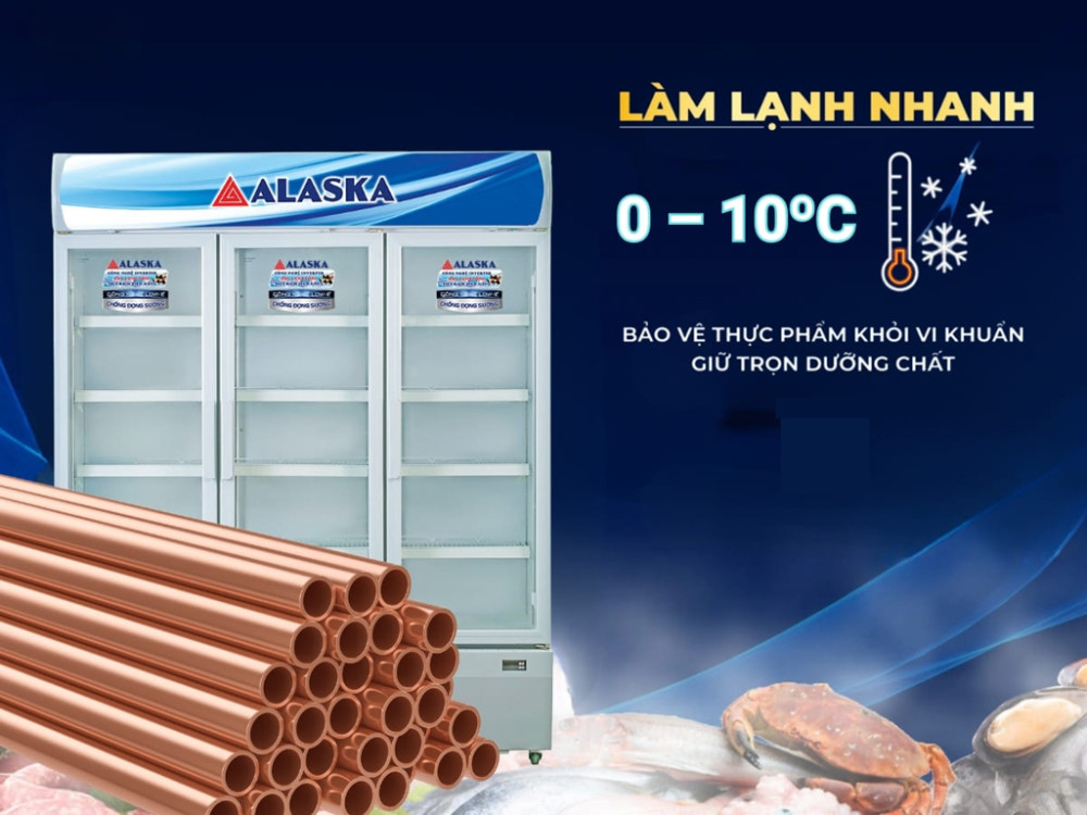 Hệ thống làm lạnh trực tiếp + dàn lạnh ống đồng nên làm lạnh nhanh