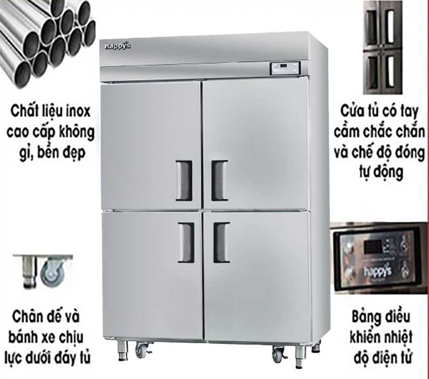 Chất liệu cấu tạo của Tủ mát công nghiệp 4 cánh Happys HWA-45CR