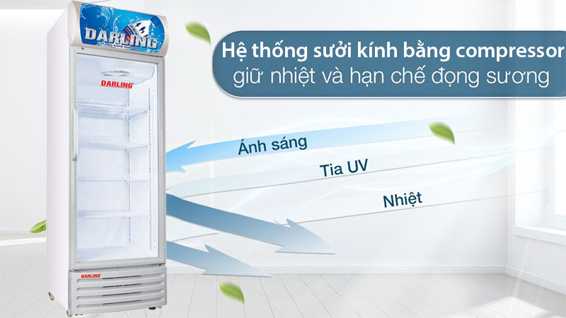 Hệ thống sấy kính của Tủ mát 1 cánh Darling DL-4000A2