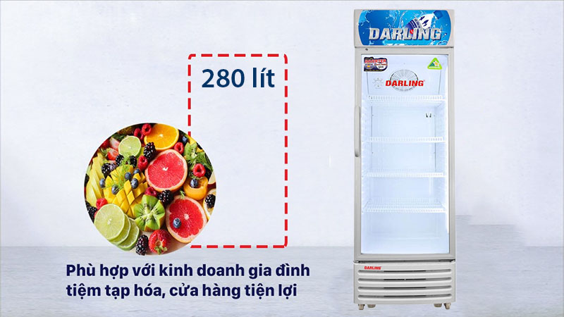 Dung tích của Tủ mát đứng 1 cánh Inverter Darling DL-2800A3