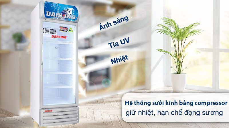 Hệ thống sưởi kính của Tủ mát 1 cánh Darling Inverter 380 lít DL-3600A5