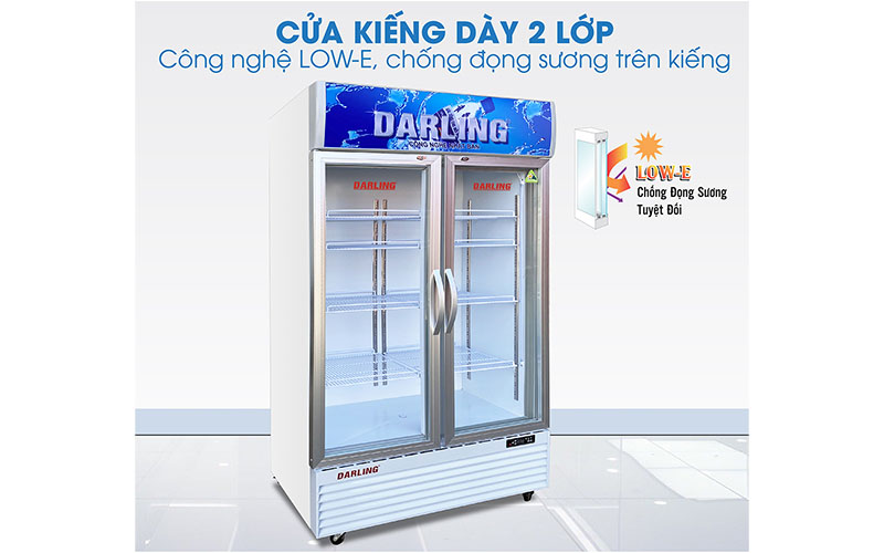 Công nghệ cửa kính của Tủ mát đứng 2 cánh 630 lít Darling DL-7000A2