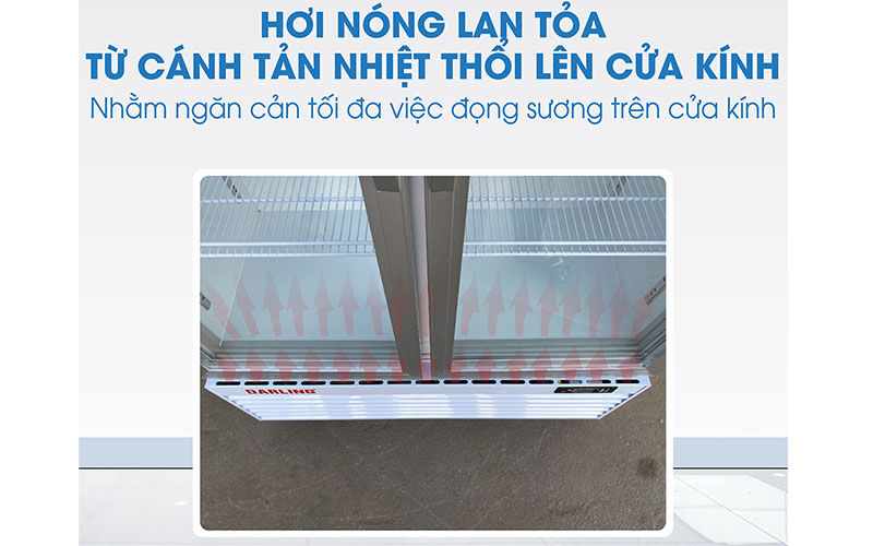 Hệ thống sưởi kính của Tủ mát đứng 2 cánh 630 lít Darling DL-7000A2