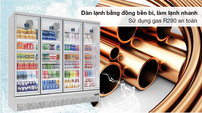 Chất liệu dàn lạnh của Tủ mát đứng Sumikura SKSC-2500-B