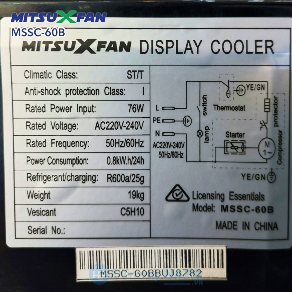 Tủ mát mini Mitsuxfan MSSC-60B - Hàng chính hãng