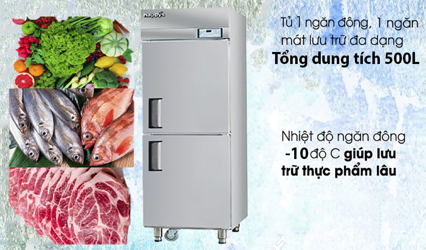 Dung tích của Tủ nửa đông nửa mát công nghiệp 2 cửa Happys HWA-25CFR