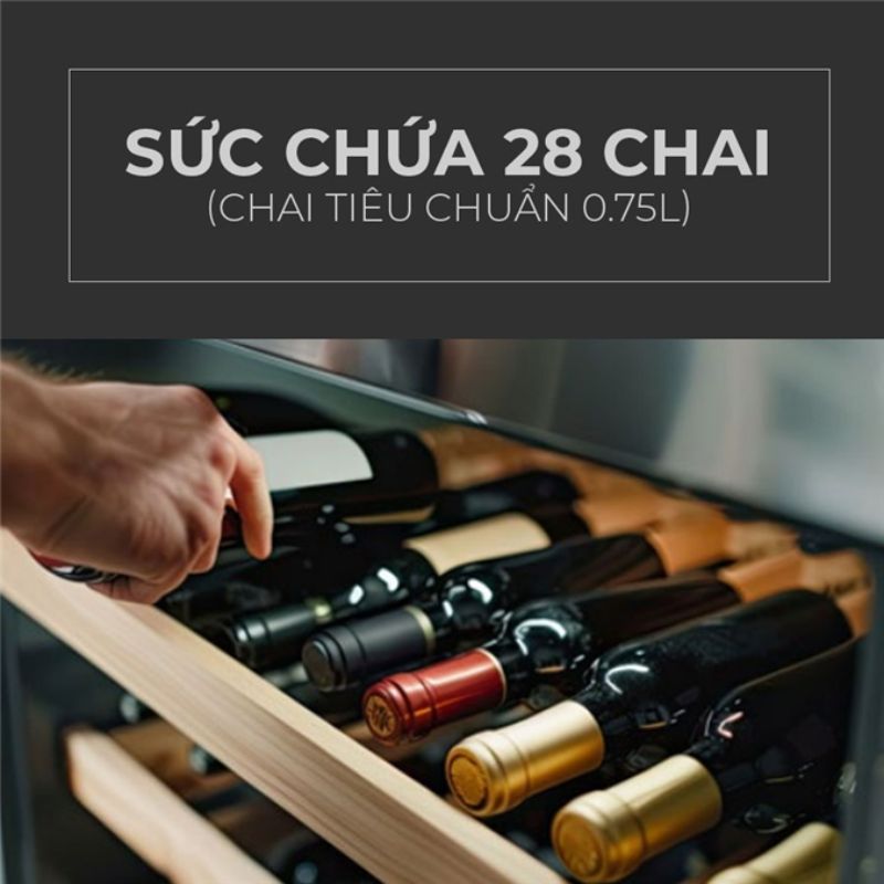  Dung tích 62L, lưu trữ tới 28 chai dung tích 0.75L