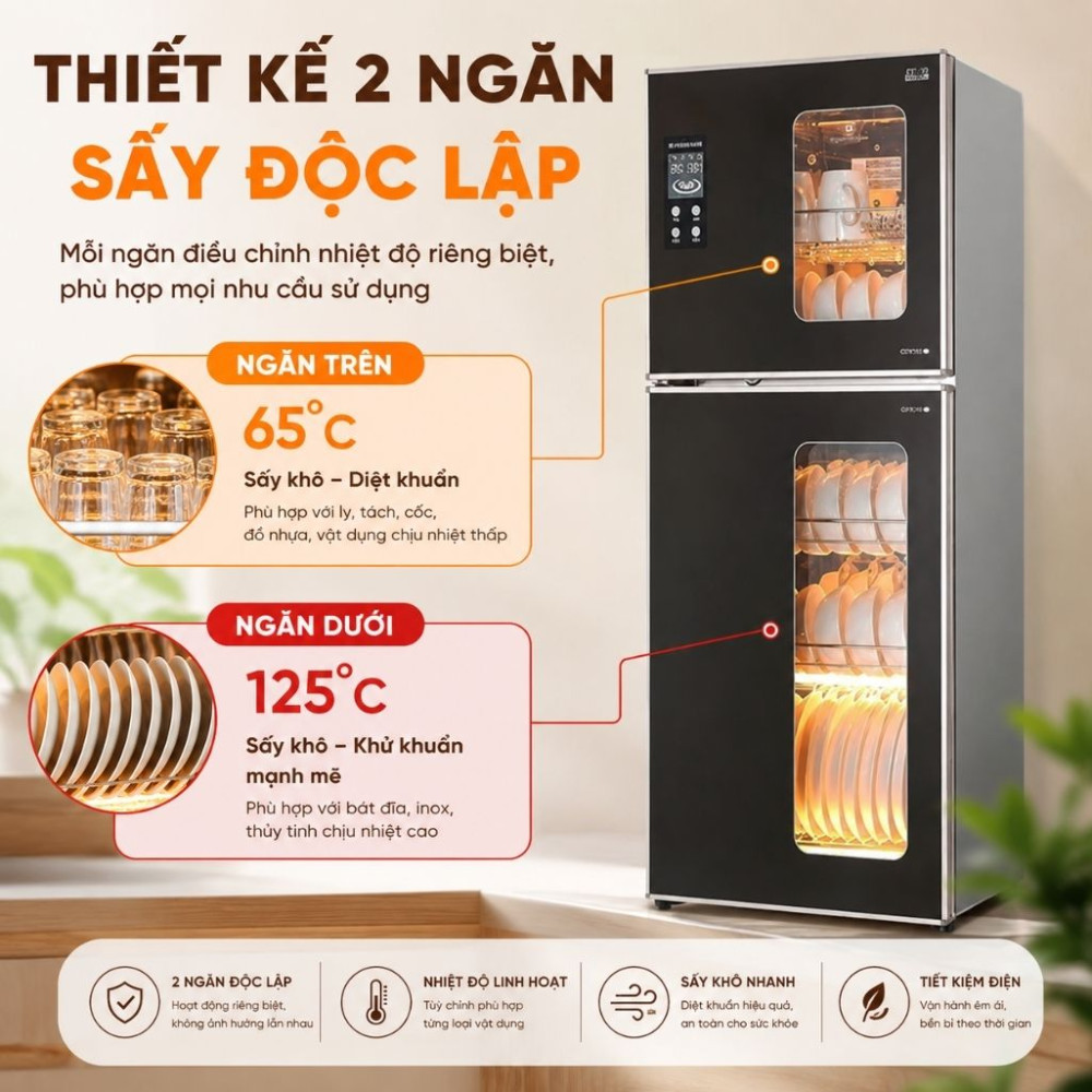 Tủ sấy chén bát Ranox ZIP-138 - Hàng chính hãng