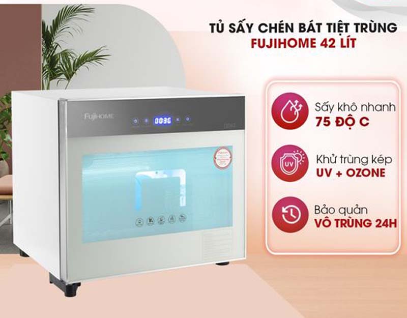 Tủ sấy chén bát tiệt trùng FujiHome DD42 với nhiều tính năng thông minh