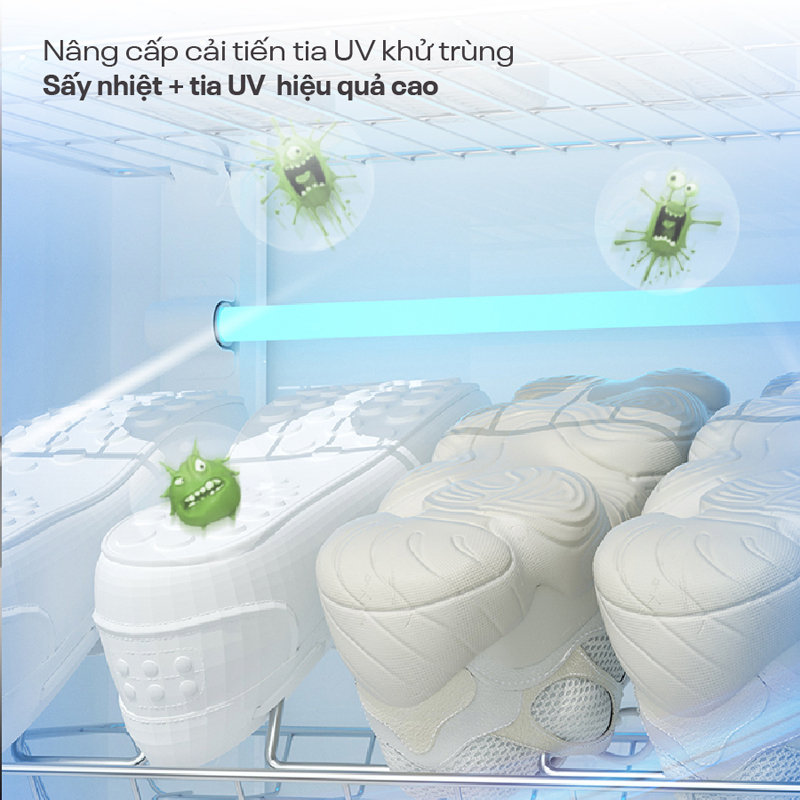 Phương pháp sấy nhiệt + tia UV + Ozone hiệu quả cao , an toàn trong quá trình sử dụng