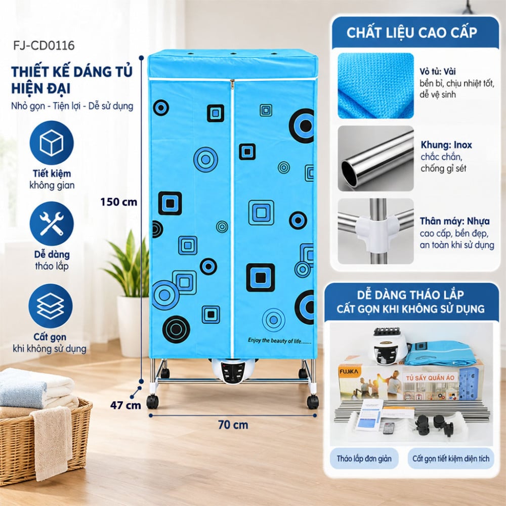 Tủ sấy quần áo Fujika FJ-CD0116 - Hàng chính hãng
