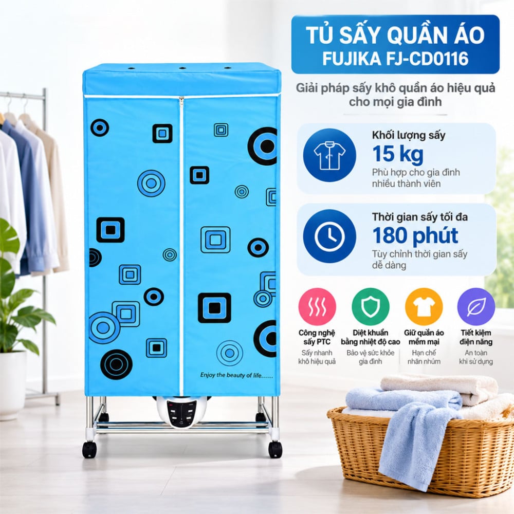 Tủ sấy quần áo Fujika FJ-CD0116 - Hàng chính hãng