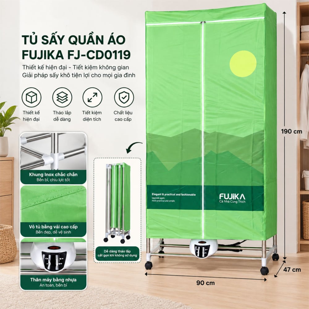 Tủ sấy quần áo Fujika FJ-CD0119 - Hàng chính hãng