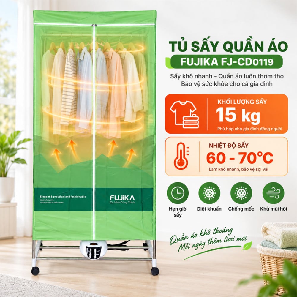 Tủ sấy quần áo Fujika FJ-CD0119 - Hàng chính hãng