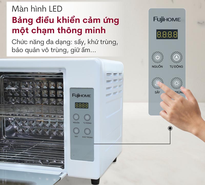 Bảng điều khiển cảm ứng hiện đại dễ dàng sử dụng, có màn hình LED 