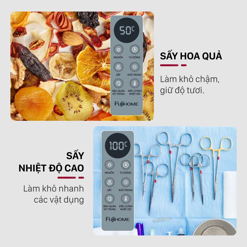 Sấy được nhiều loại vật dụng khác nhau, còn có cả chức năng sấy hoa quả