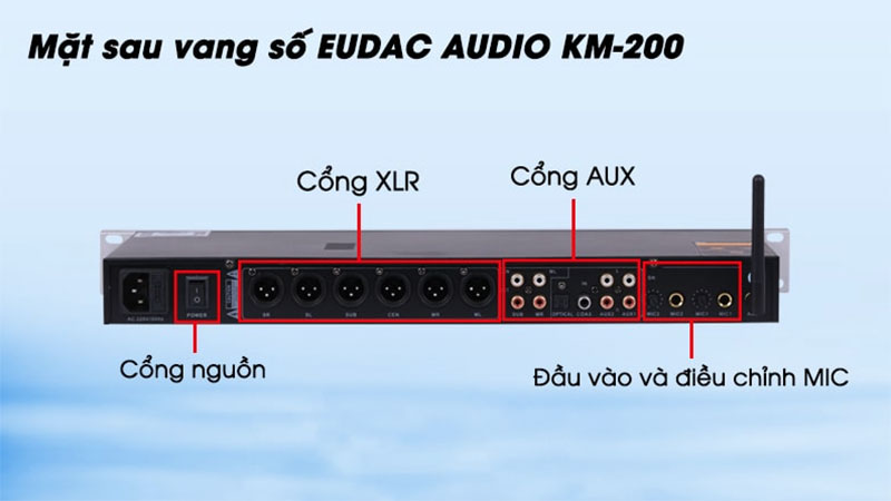 Cổng kết nối của Vang số Eudac KM-200