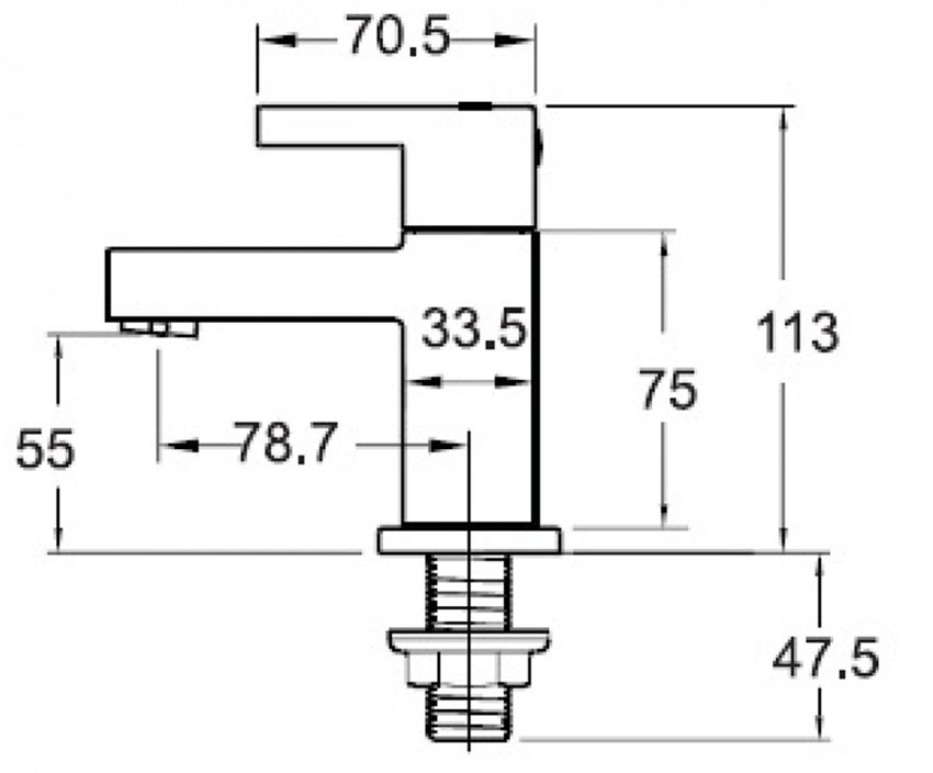 Kích thước của vòi lavabo nước lạnh American Standard A-7018C 