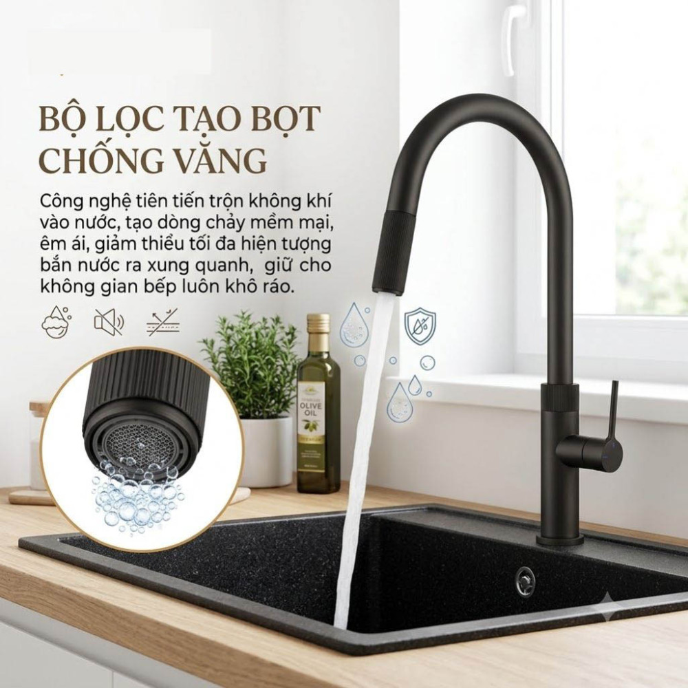 Vòi rửa bát nóng lạnh Malloca K1090BS - Hàng chính hãng