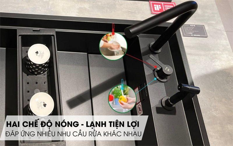 2 đường nước nóng lạnh của Vòi rửa chén nóng lạnh Malloca K501B