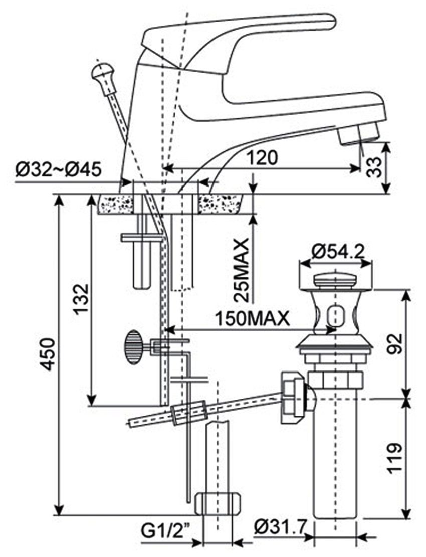 Thông số kĩ thuật của vòi rửa mặt nóng lạnh American Standard WF-1211