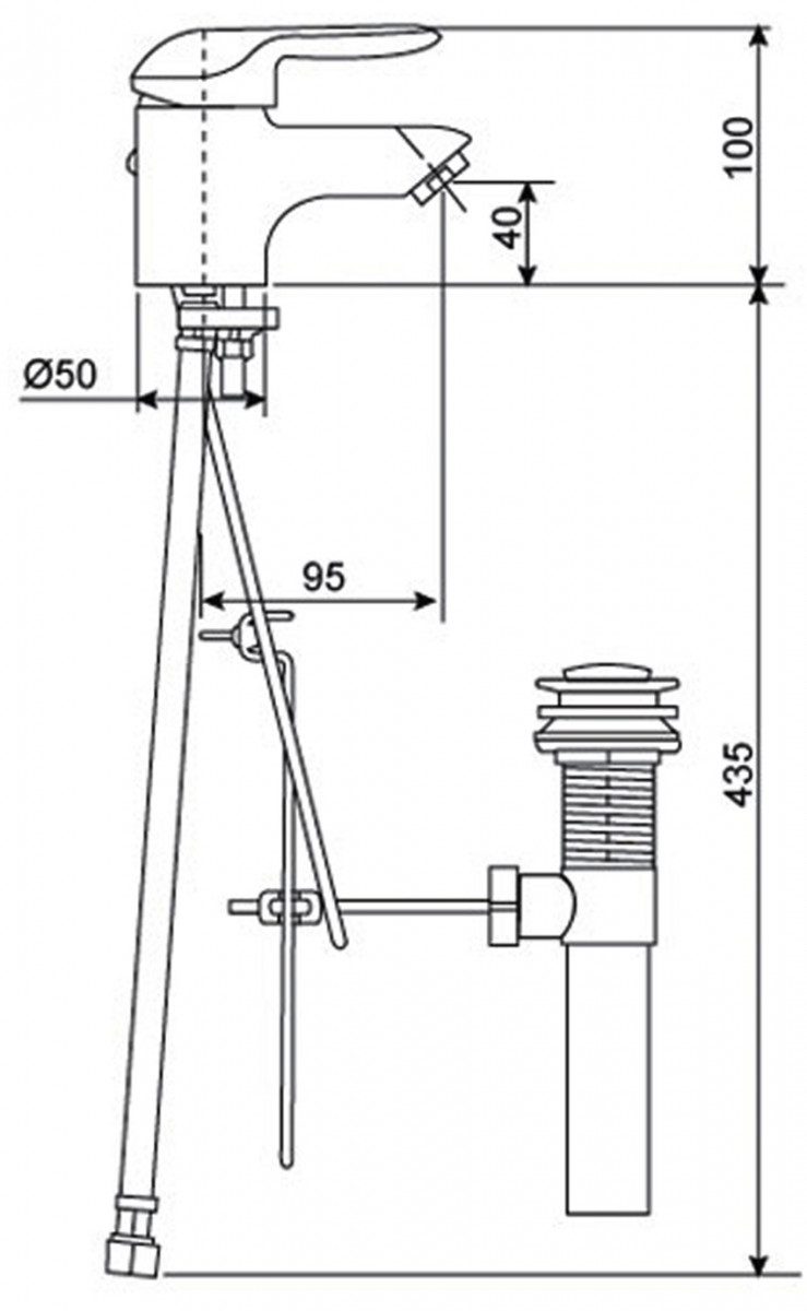 Bản vẽ kĩ thuật của vòi rửa mặt nóng lạnh American Standard WF-3701