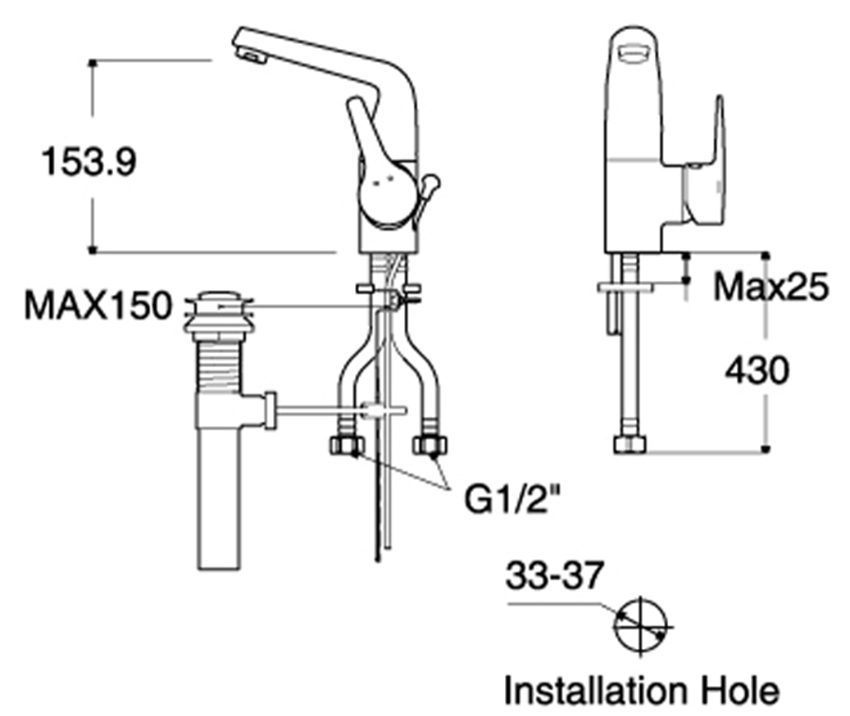 Thông số kĩ thuật của vòi rửa mặt nóng lạnh American Standard WP-0501