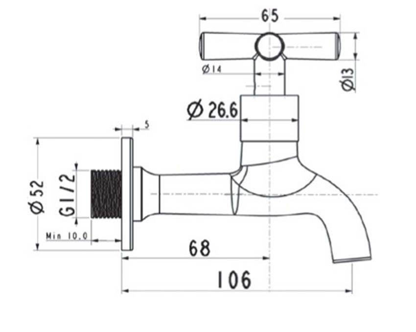 Bản vẽ kĩ thuật của vòi rửa nước lạnh American Standard A-7300C