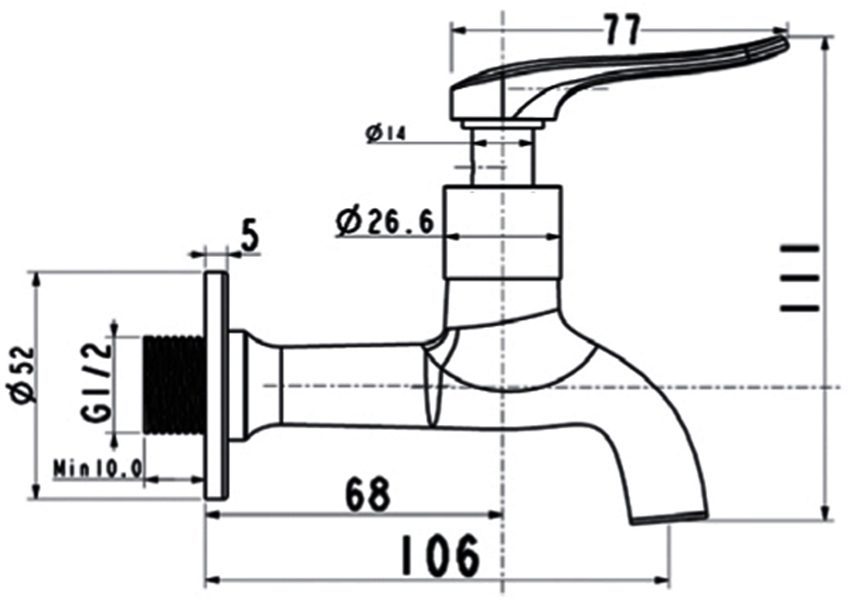 Bản vẽ kĩ thuật của vòi rửa nước lạnh American Standard A-7400C 