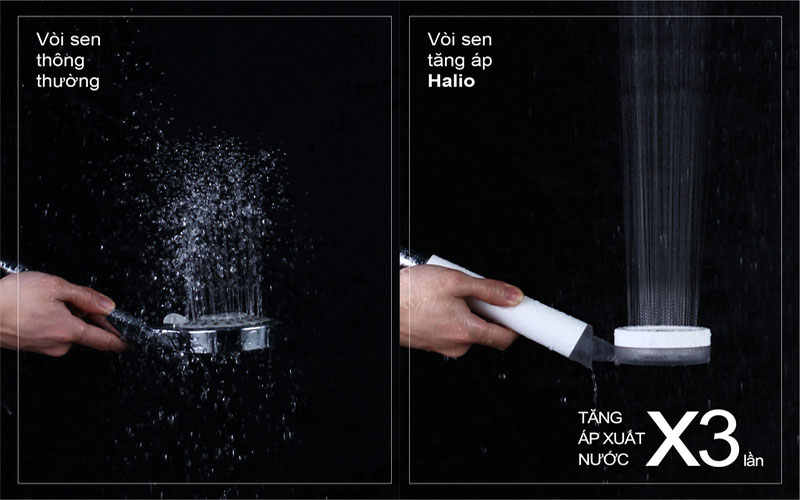 Vòi sen lọc nước khử clo ngừa mụn lưng tăng áp Halio Beautifying Shower Head - Hàng chính hãng