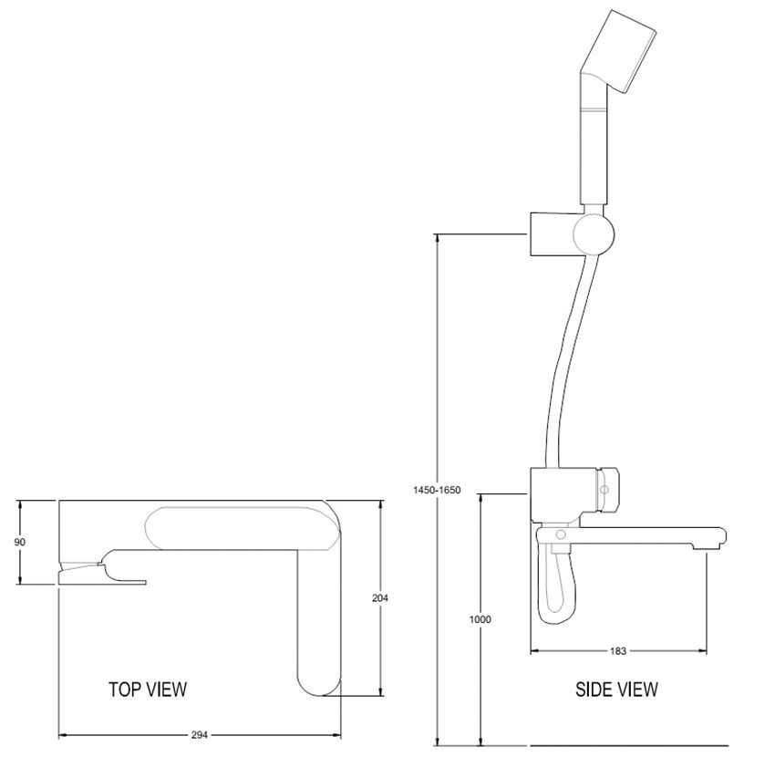 Kích thước của vòi sen tắm nóng lạnh American Standard WF-1911