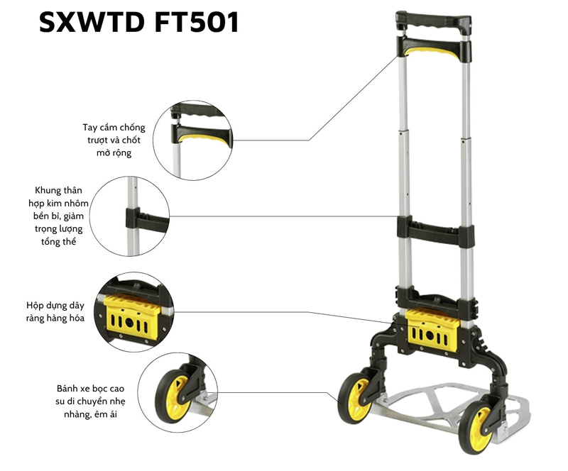 Cấu tạo của xe đảy hàng 2 bánh Stanley FT501