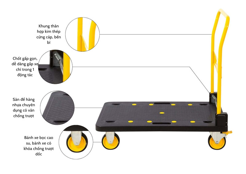 Cấu tạo của xe đẩy hàng 4 bánh Stanley SXWTC-PC509