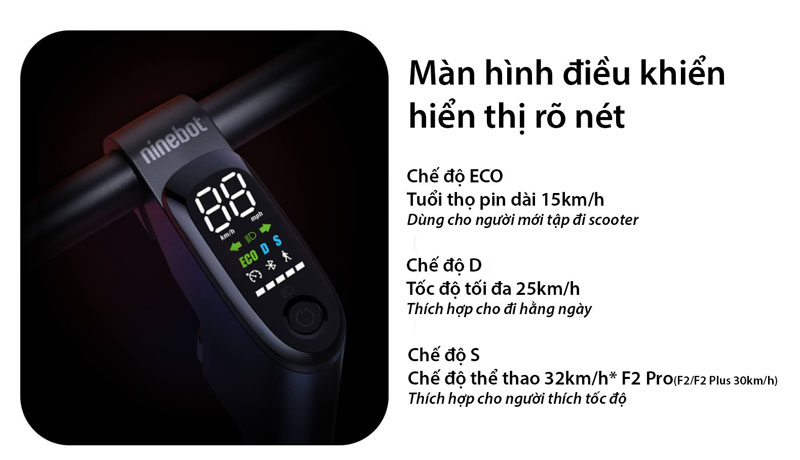 Màn hình LED hiển thị trực quan giúp bạn quan sát được vận tốc, quãng đường,....