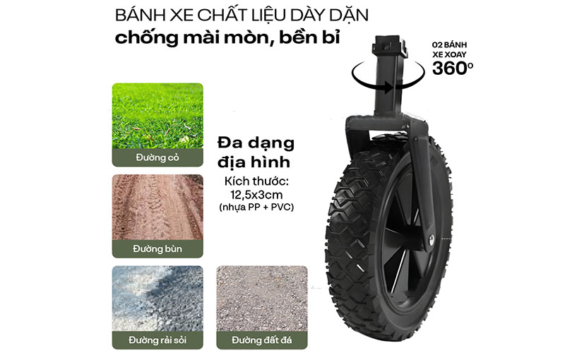 Thiết kế bánh xe của Xe kéo dã ngoại gấp gọn du lịch, cắm trại Fujihome CT-80