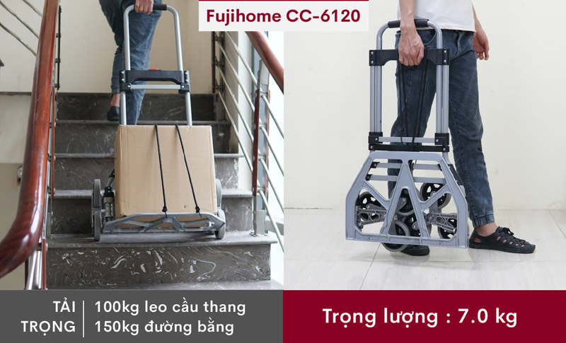 Xe có tải trọng leo cầu thang 100kg, đi đường bằng 150kg