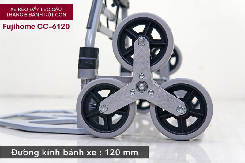 Có 6 bánh xe có đường kính lớn 12cm, thuận tiện cho việc di chuyển