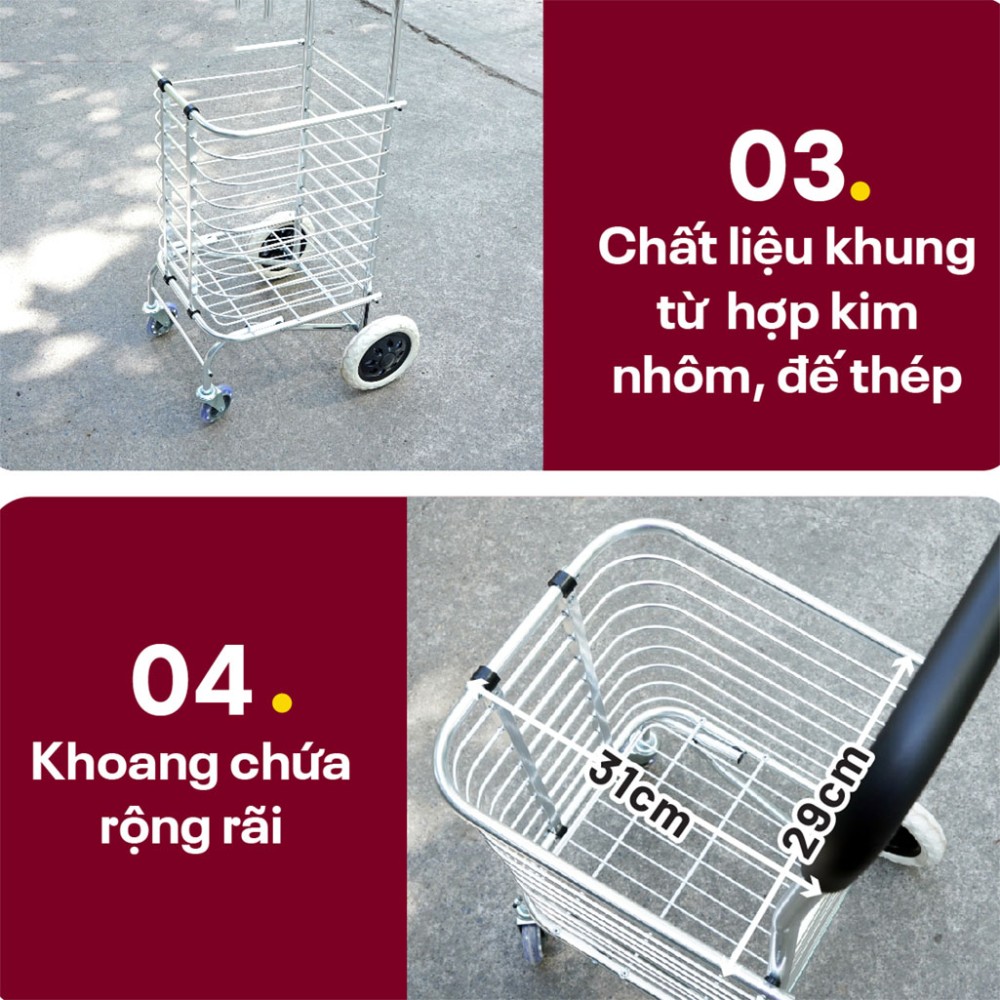 Xe kéo đi chợ gấp gọn Fujihome SC-250NEW4 - Hàng chính hãng