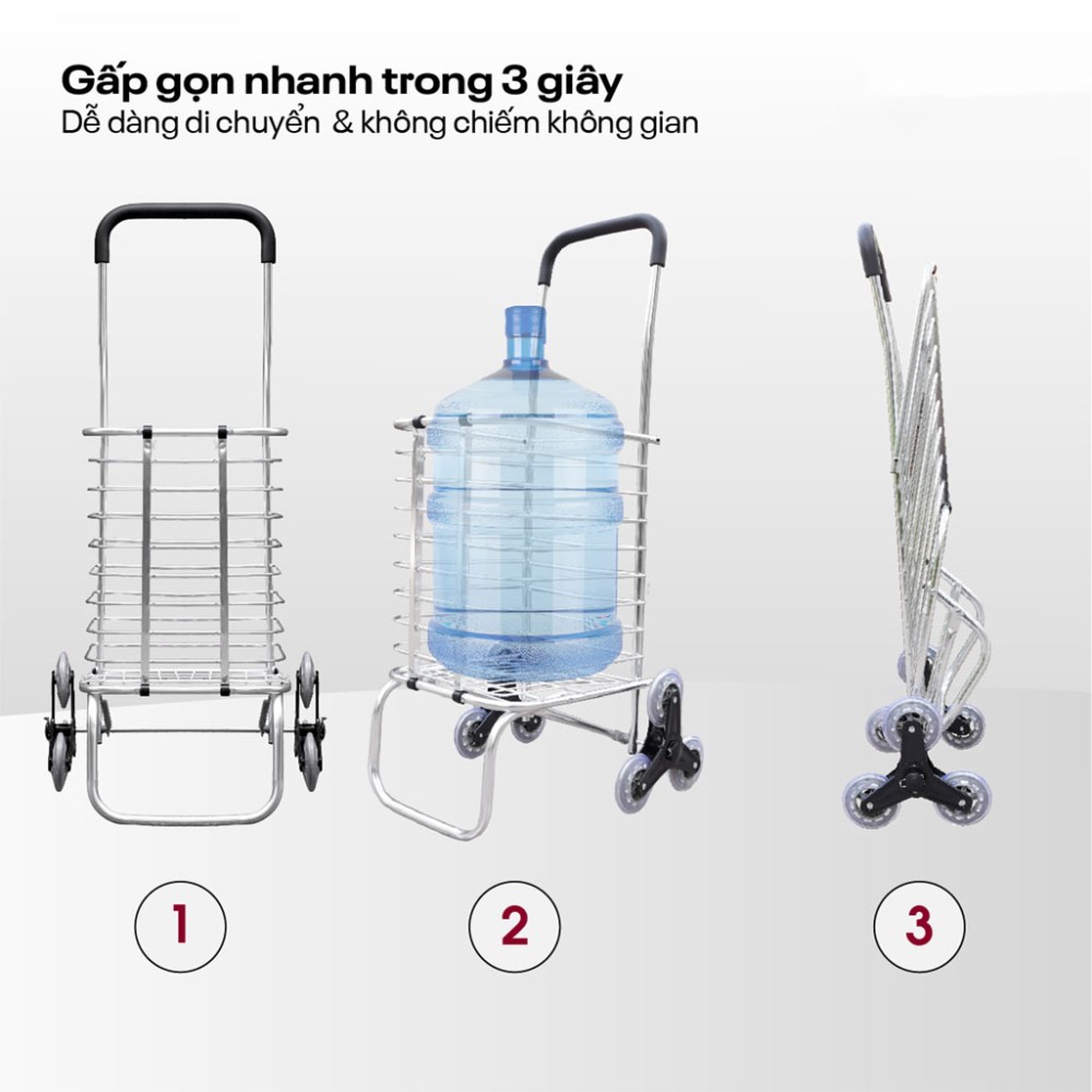 Xe kéo đi chợ gấp gọn, leo cầu thang Fujihome SC-260NEW2 - Hàng chính hãng