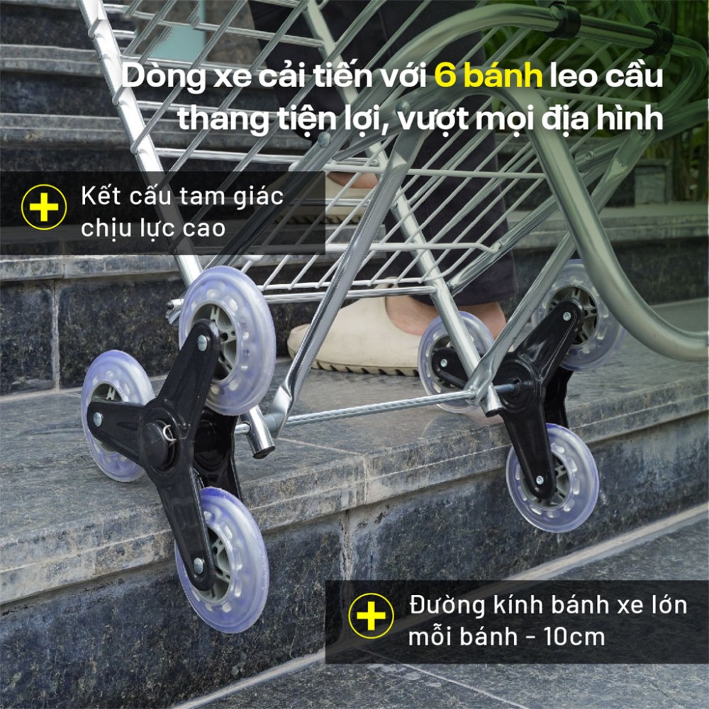 Xe kéo đi chợ gấp gọn, leo cầu thang Fujihome SC-260NEW2 - Hàng chính hãng