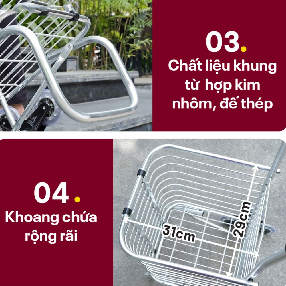 Xe kéo đi chợ gấp gọn, leo cầu thang Fujihome SC-260NEW2 - Hàng chính hãng