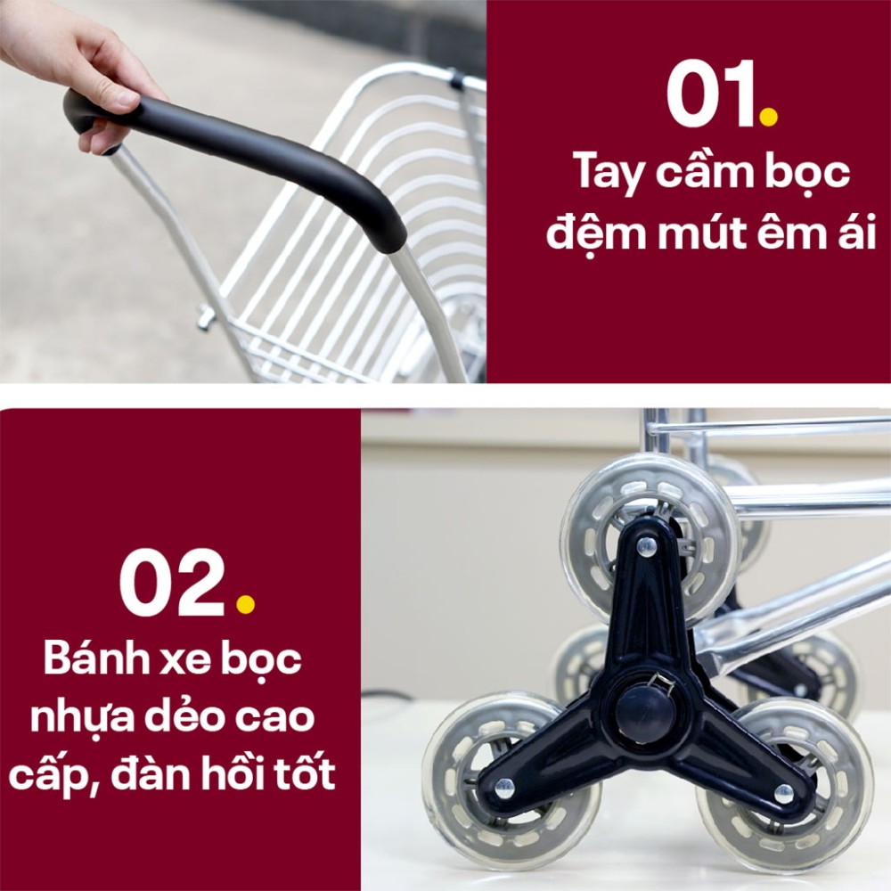 Xe kéo đi chợ gấp gọn, leo cầu thang Fujihome SC-260NEW4 - Hàng chính hãng