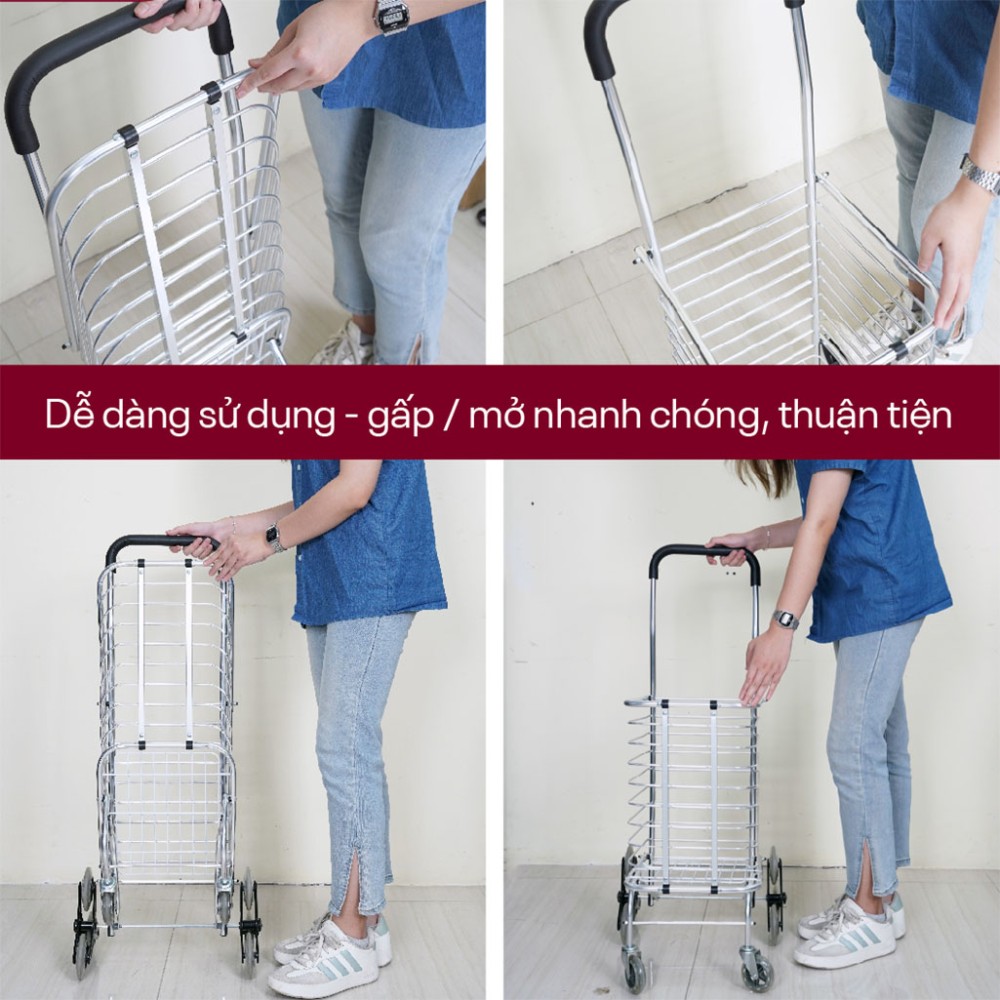 Xe kéo đi chợ gấp gọn, leo cầu thang Fujihome SC-260NEW4 - Hàng chính hãng