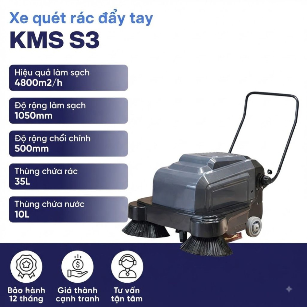 Xe quét rác đẩy tay Kumisai KMS S3 - Hàng chính hãng