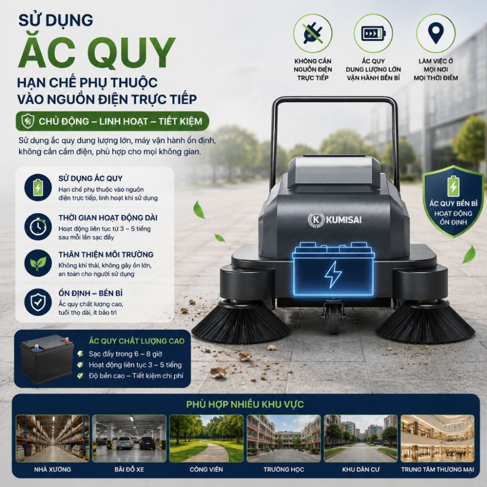 Xe quét rác đẩy tay Kumisai KMS S3 - Hàng chính hãng