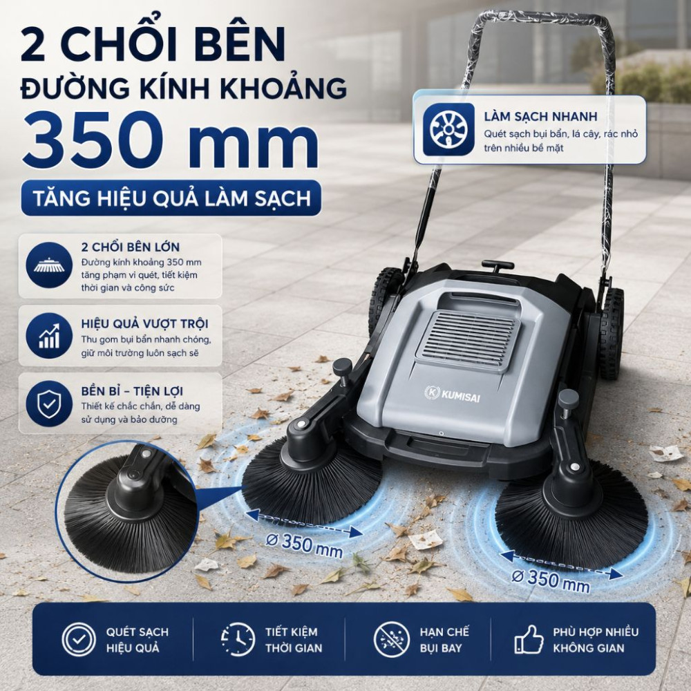 Xe quét rác đẩy tay Kumisai KMSS2 - Hàng chính hãng