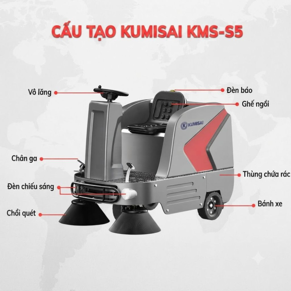 Xe quét rác ngồi lái Kumisai KMS S5 - Hàng chính hãng