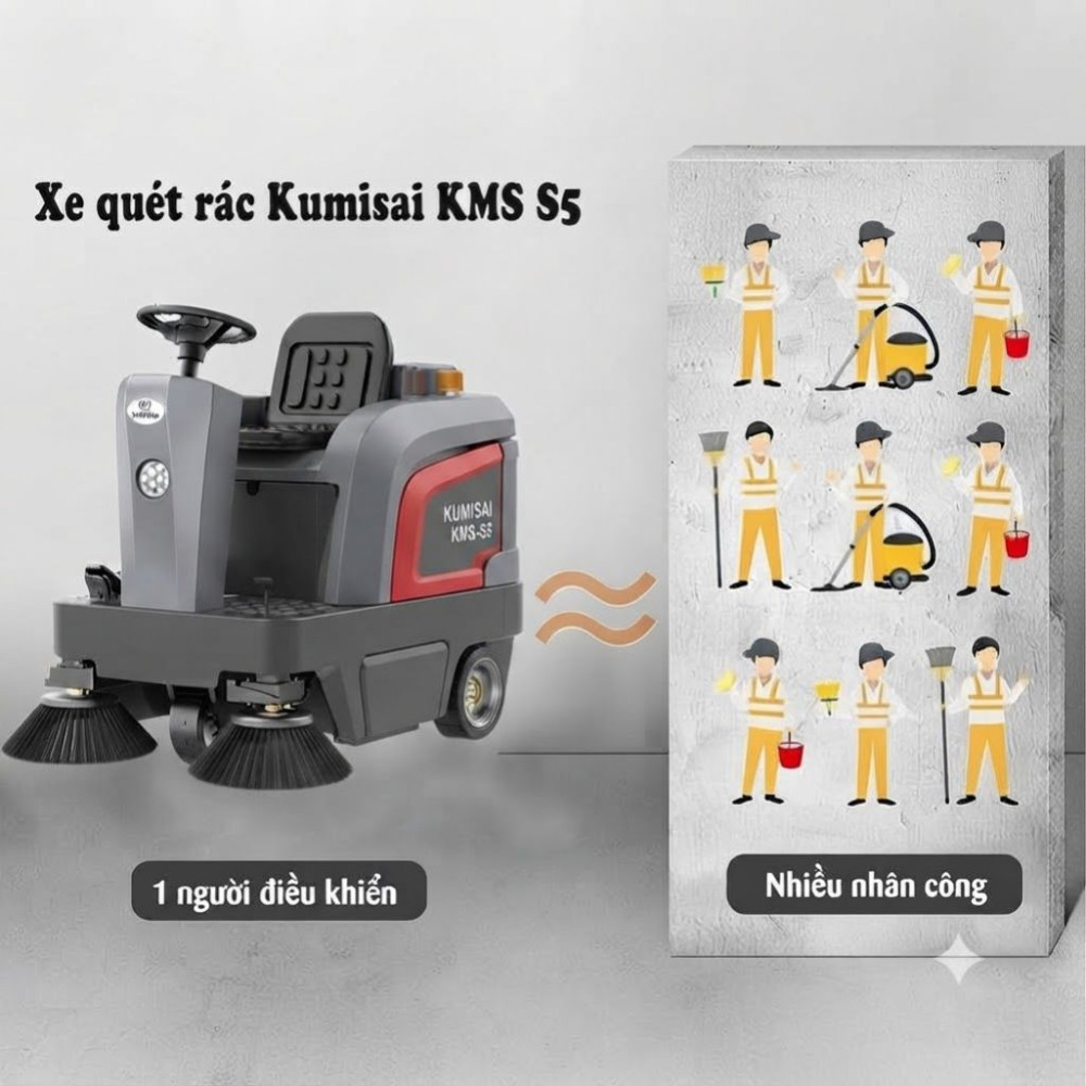 Xe quét rác ngồi lái Kumisai KMS S5 - Hàng chính hãng