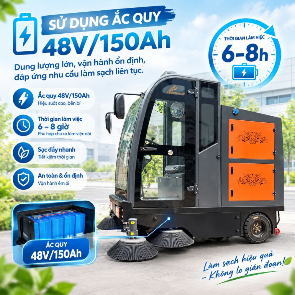 Xe quét rác công nghiệp ngồi lái Kumisai KMS-S13 - Hàng chính hãng